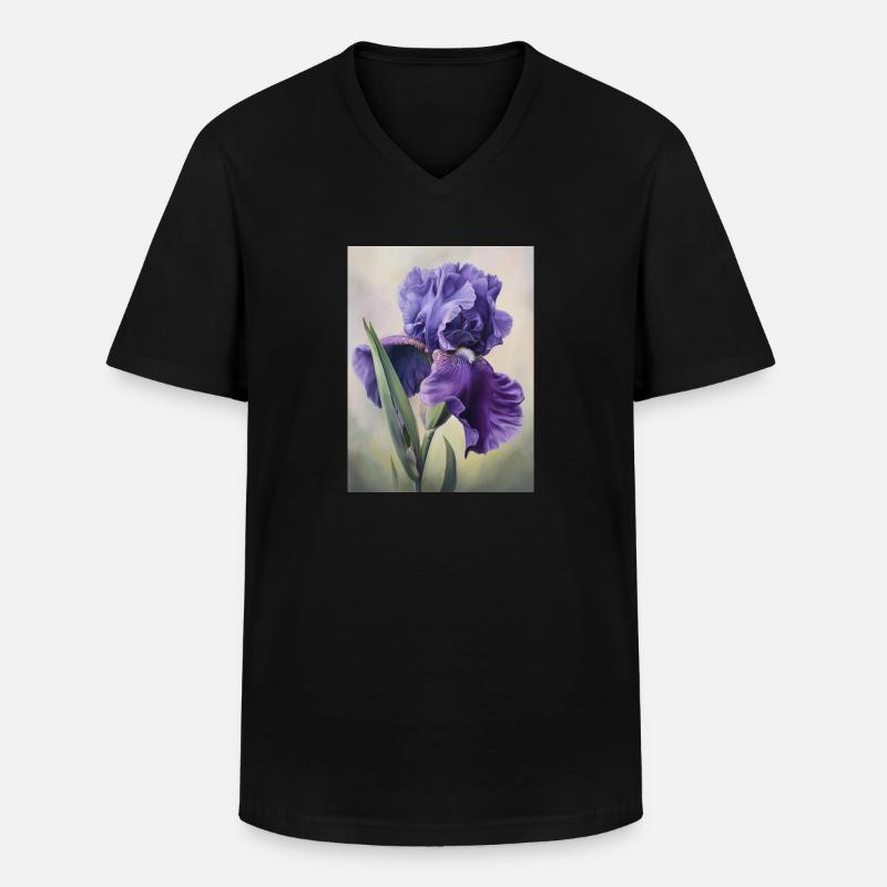 Iris FL 110 - Männer-T-Shirt mit V-Ausschnitt - Schwarz