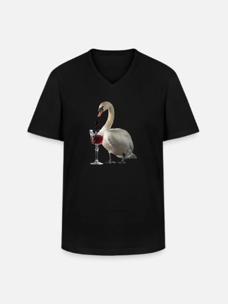 Schwan Wein - Männer-T-Shirt mit V-Ausschnitt - Schwarz