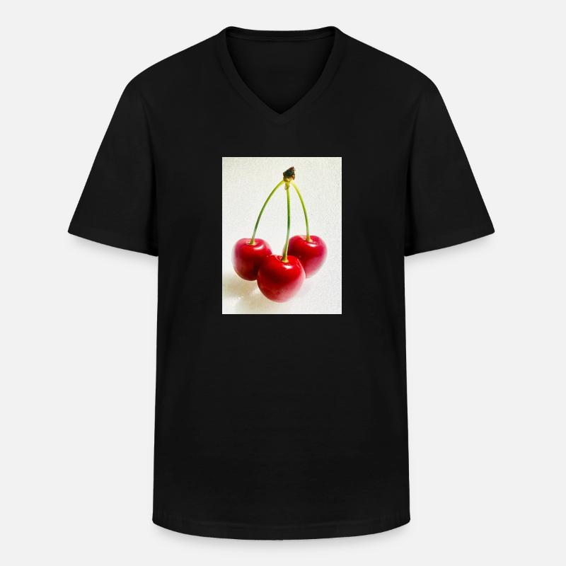 Kirsche - Männer-T-Shirt mit V-Ausschnitt - Schwarz