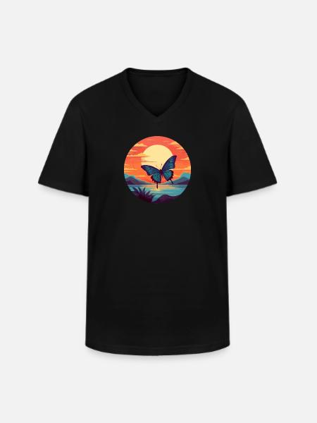Blue Morpho Butterfly - Men's V-Neck T-Shirt - black