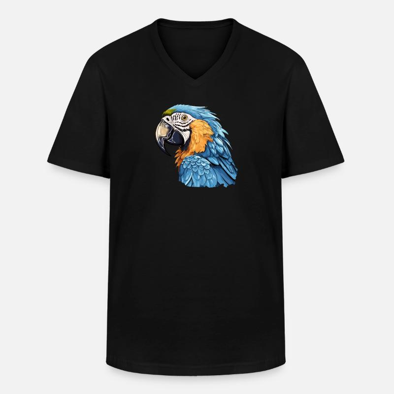 Blau-Gold Ara - Männer-T-Shirt mit V-Ausschnitt - Schwarz