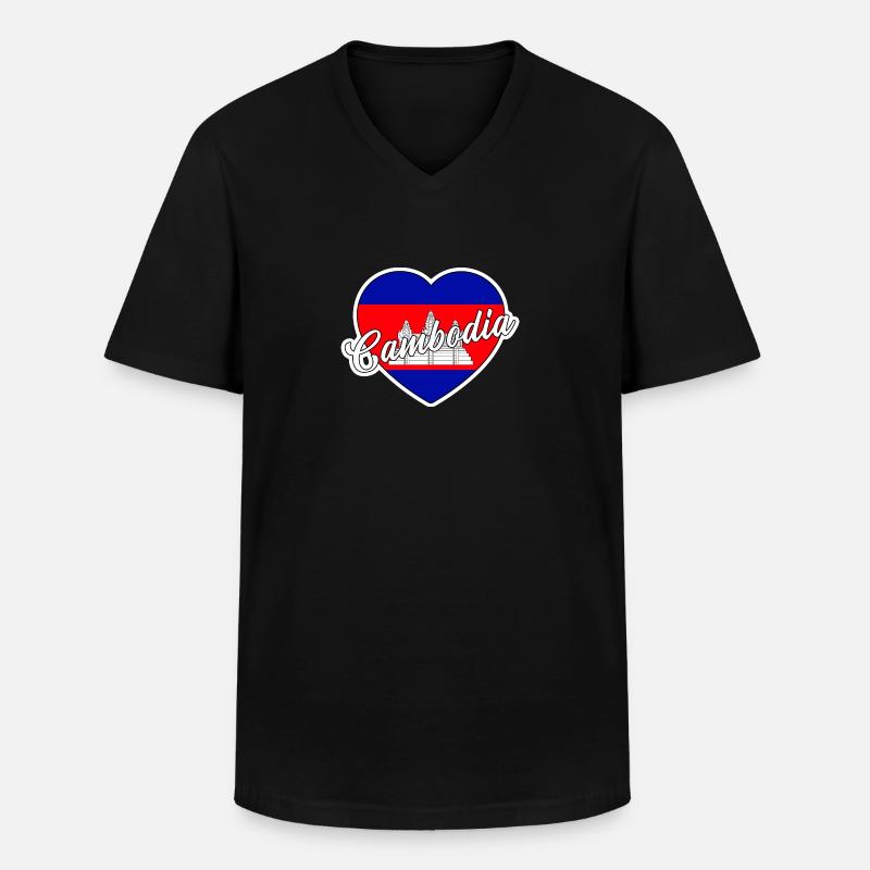 Kambodscha - Männer-T-Shirt mit V-Ausschnitt - Schwarz