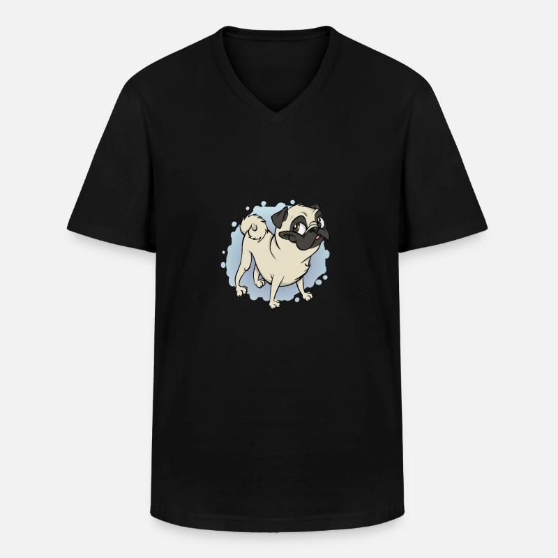 Gustav der Mops - Männer-T-Shirt mit V-Ausschnitt - Schwarz