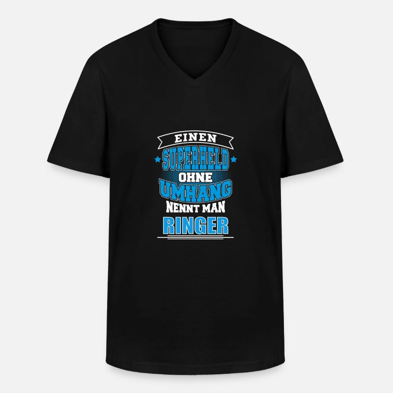 RINGER - Männer-T-Shirt mit V-Ausschnitt - Schwarz