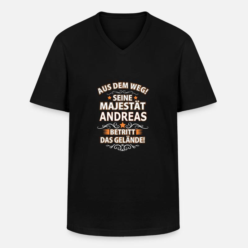 ANDREAS - Männer-T-Shirt mit V-Ausschnitt - Schwarz