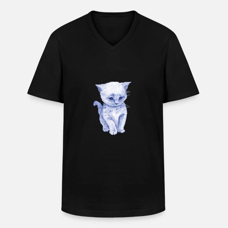 Schmuse Katze - Männer-T-Shirt mit V-Ausschnitt - Schwarz