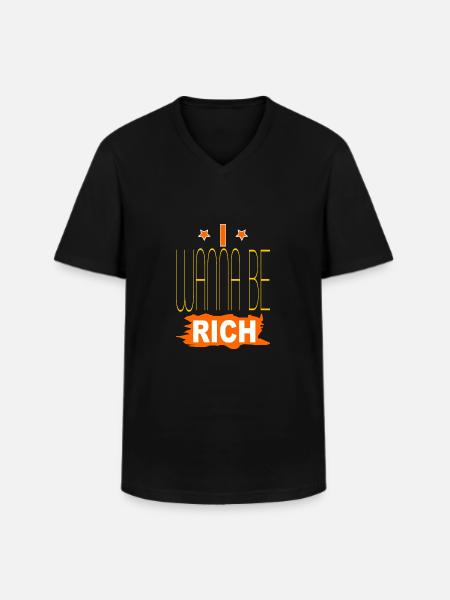 Jeg vil være rig - Klassisk herre T-shirt med V-udskæring - sort
