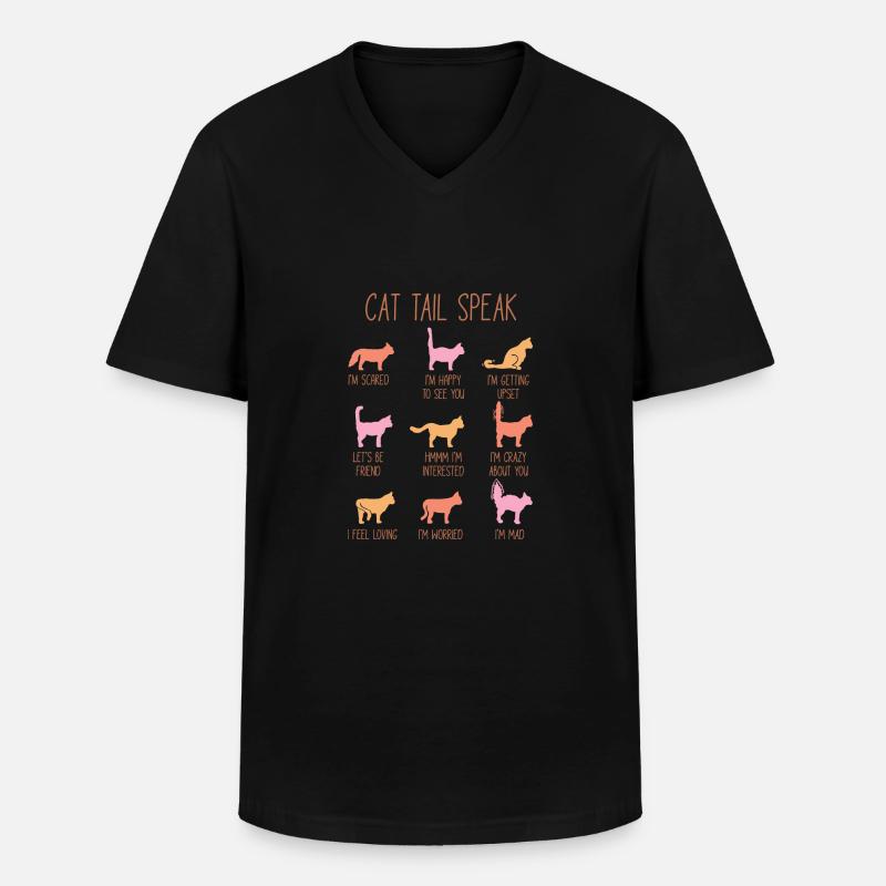 Cat Tail Speak - Männer-T-Shirt mit V-Ausschnitt - Schwarz