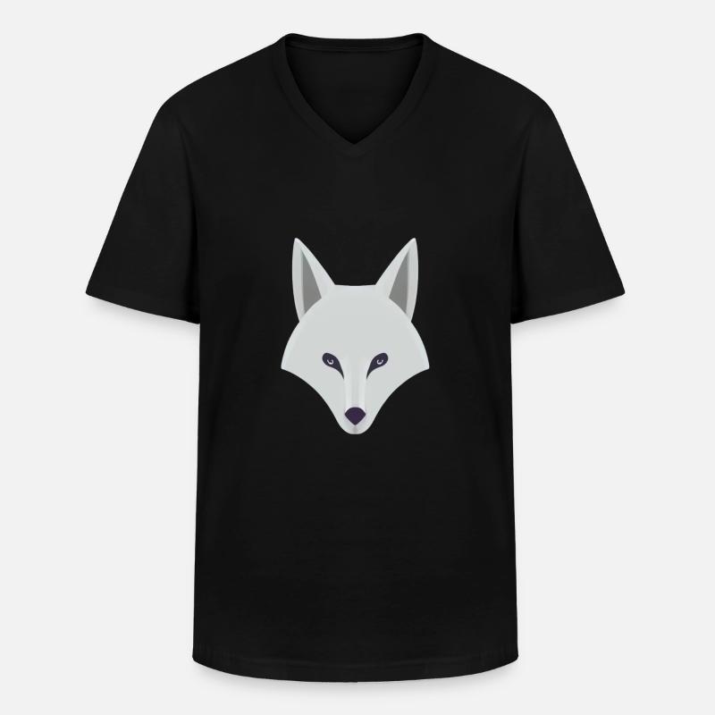 STILISIERTER SANDFUCHS - Männer-T-Shirt mit V-Ausschnitt - Schwarz