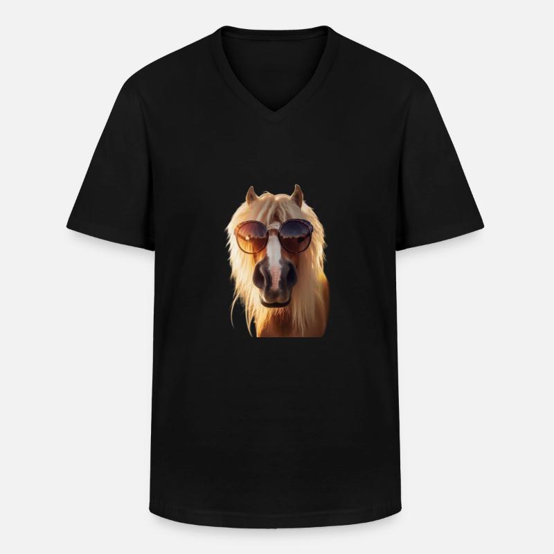 It's cool Haflinger - Männer-T-Shirt mit V-Ausschnitt - Schwarz