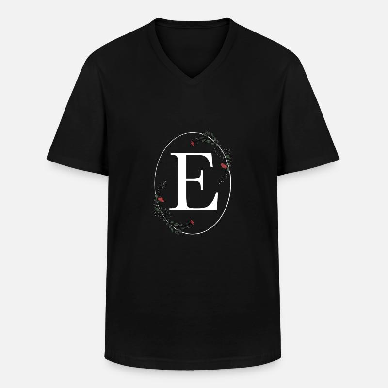 Buchstabe E - Männer-T-Shirt mit V-Ausschnitt - Schwarz