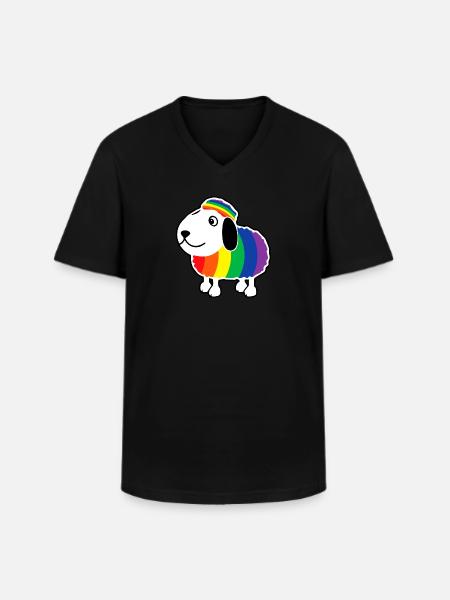 Rainbow sheep rainbow flag animal - Men's V-Neck T-Shirt - black