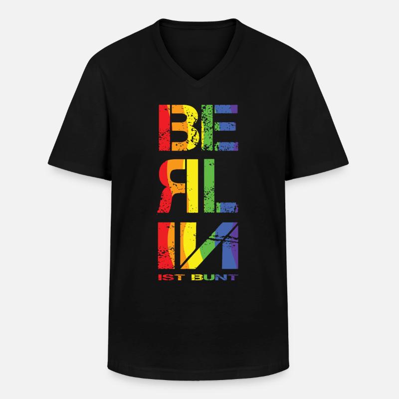 Berlin ist Bunt 2021 CSD - Männer-T-Shirt mit V-Ausschnitt - Schwarz