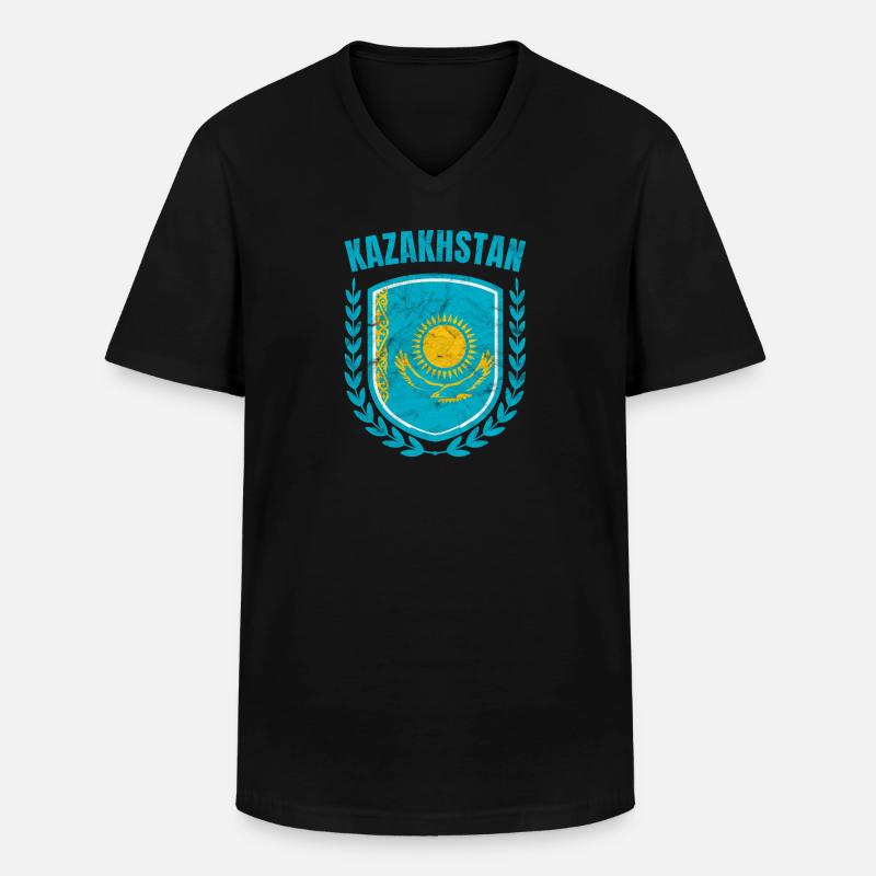 Kasachstan - Männer-T-Shirt mit V-Ausschnitt - Schwarz