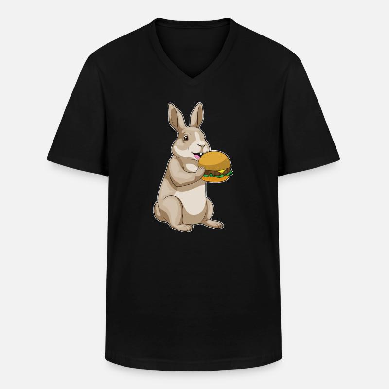 Hase Hamburger - Männer-T-Shirt mit V-Ausschnitt - Schwarz