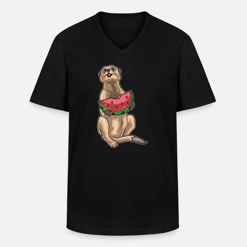 Suricate Pastèque - T-shirt col V Homme - noir