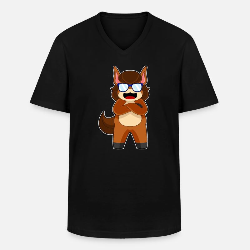 Pferd Sonnenbrille - Männer-T-Shirt mit V-Ausschnitt - Schwarz