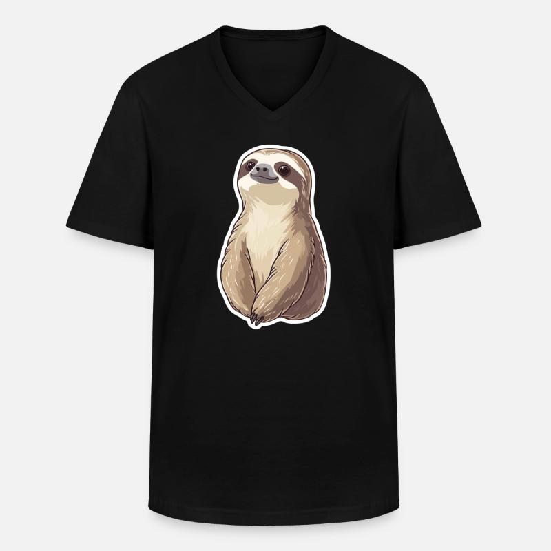 Faultier - Männer-T-Shirt mit V-Ausschnitt - Schwarz