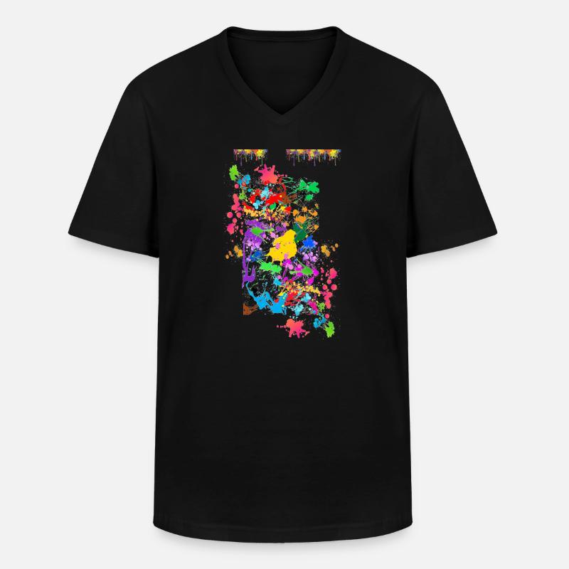 Abstrakte Farbspritzer - Männer-T-Shirt mit V-Ausschnitt - Schwarz