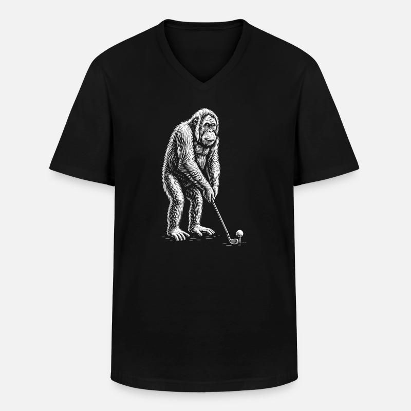 Orangutan-Golfputts - Männer-T-Shirt mit V-Ausschnitt - Schwarz