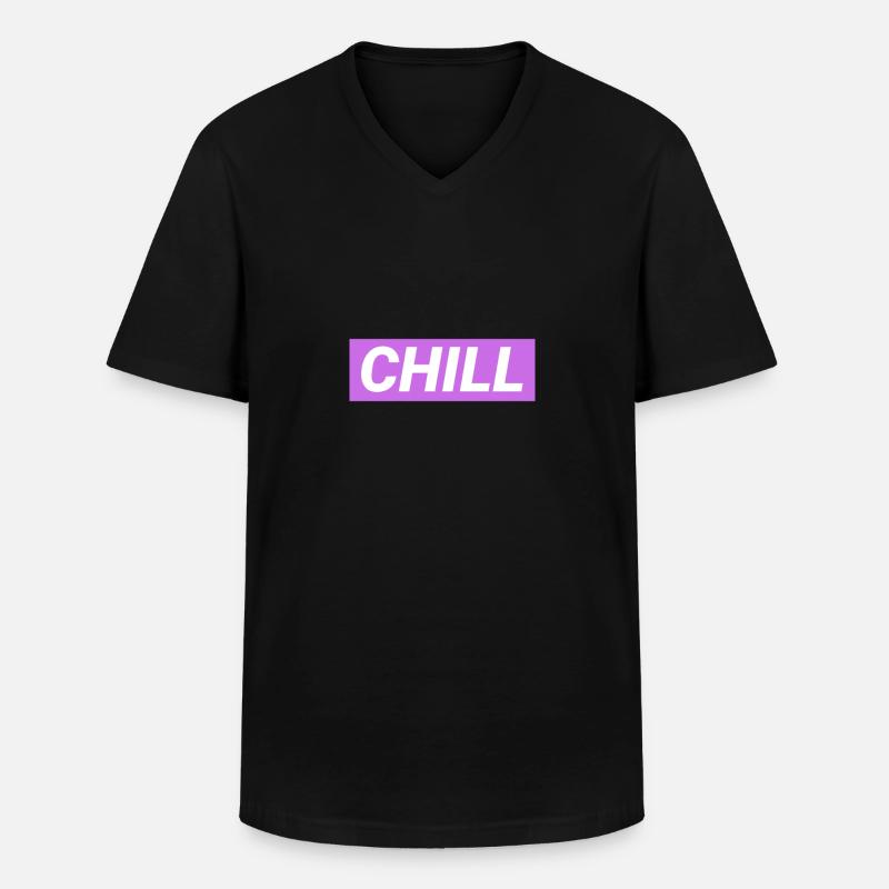 Chill doch - Männer-T-Shirt mit V-Ausschnitt - Schwarz