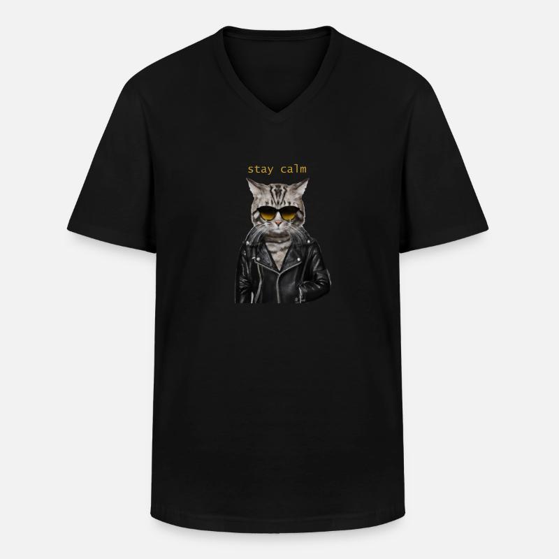 bleib locker - Männer-T-Shirt mit V-Ausschnitt - Schwarz