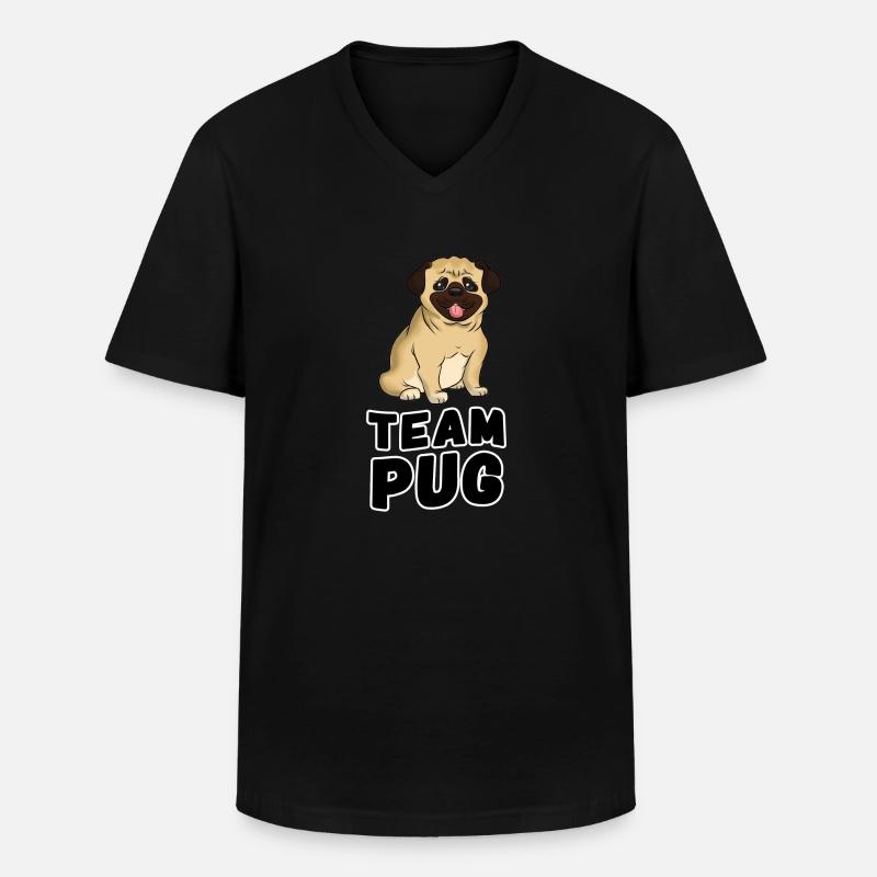TEAM PUG Mops Welpe - Männer-T-Shirt mit V-Ausschnitt - Schwarz