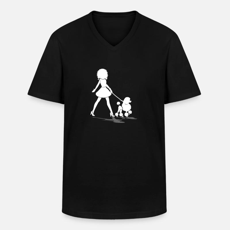 Gassi mit Pudel - Männer-T-Shirt mit V-Ausschnitt - Schwarz