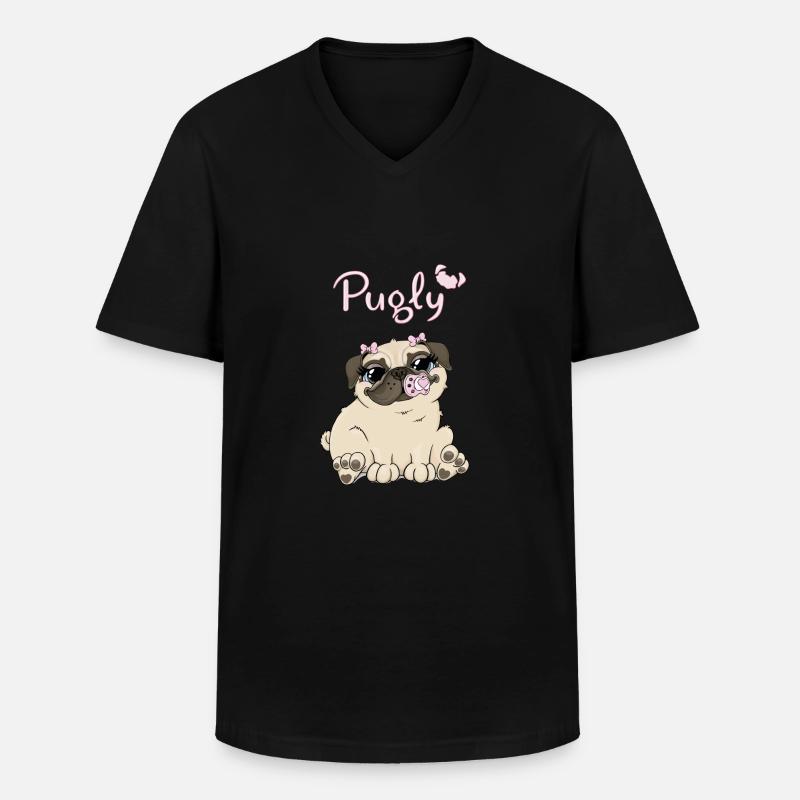Bella die Mops - Männer-T-Shirt mit V-Ausschnitt - Schwarz