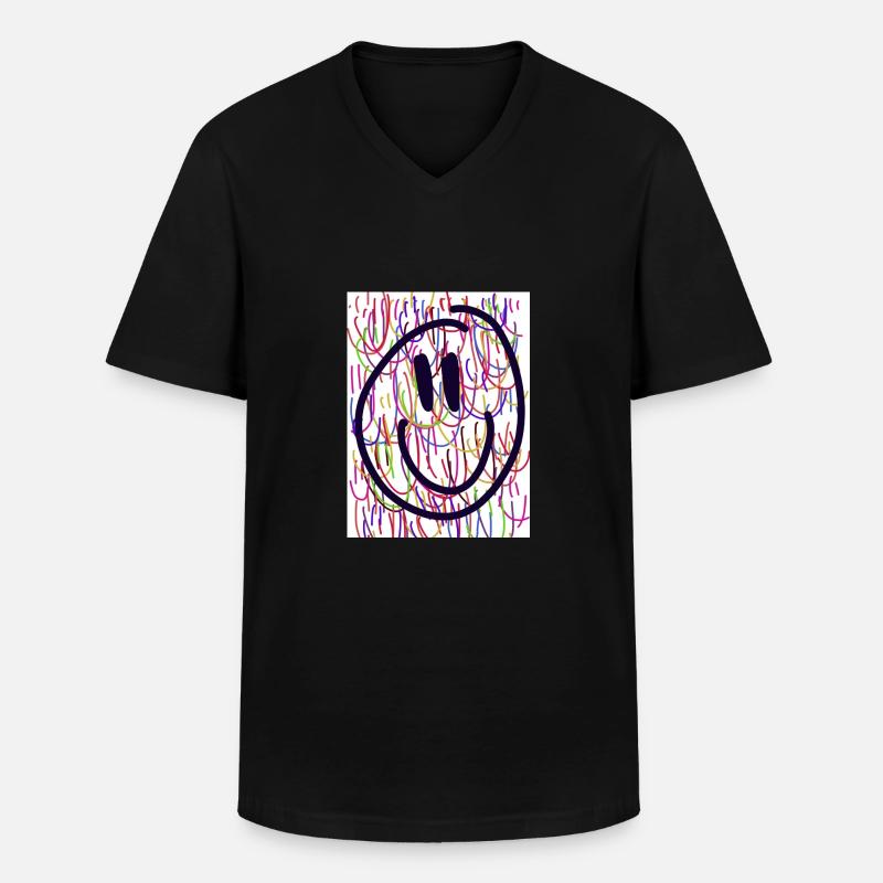 Smile - Männer-T-Shirt mit V-Ausschnitt - Schwarz