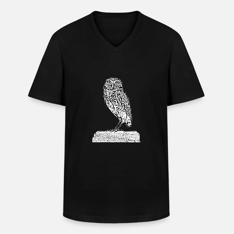 Die Eule - Männer-T-Shirt mit V-Ausschnitt - Schwarz