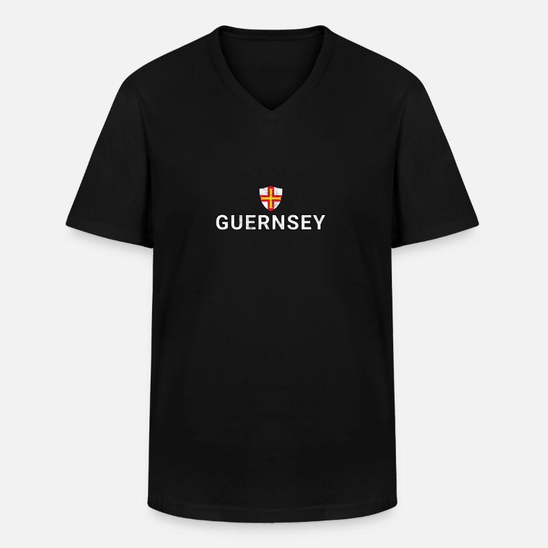Guernsey - Männer-T-Shirt mit V-Ausschnitt - Schwarz