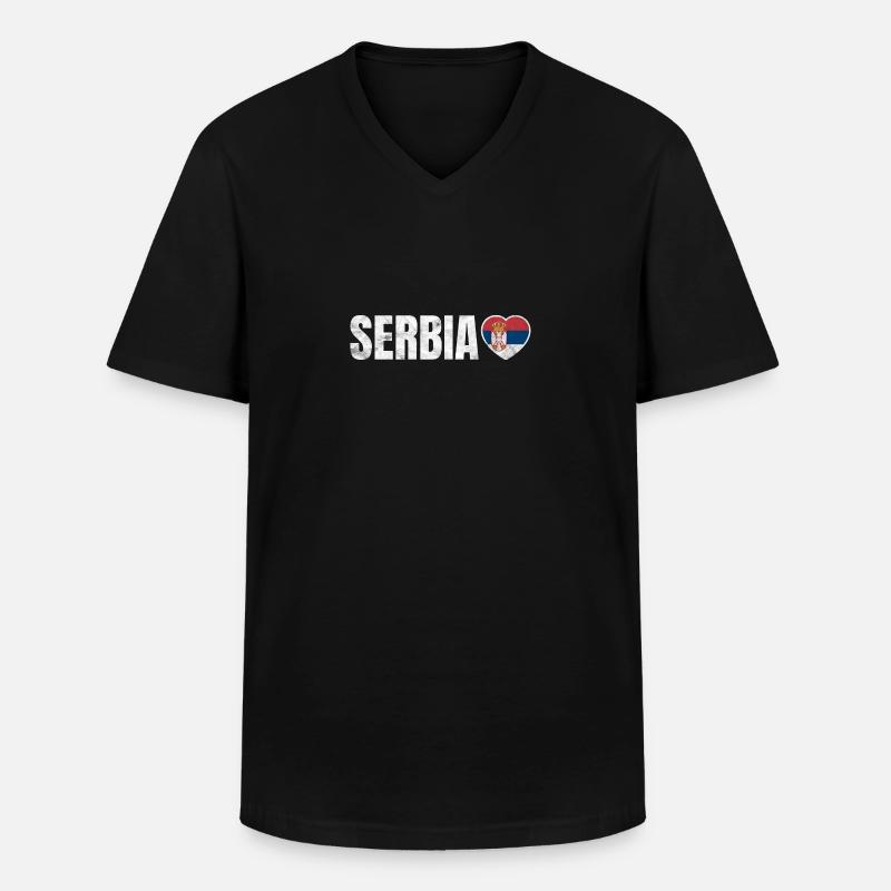 Serbien - Männer-T-Shirt mit V-Ausschnitt - Schwarz