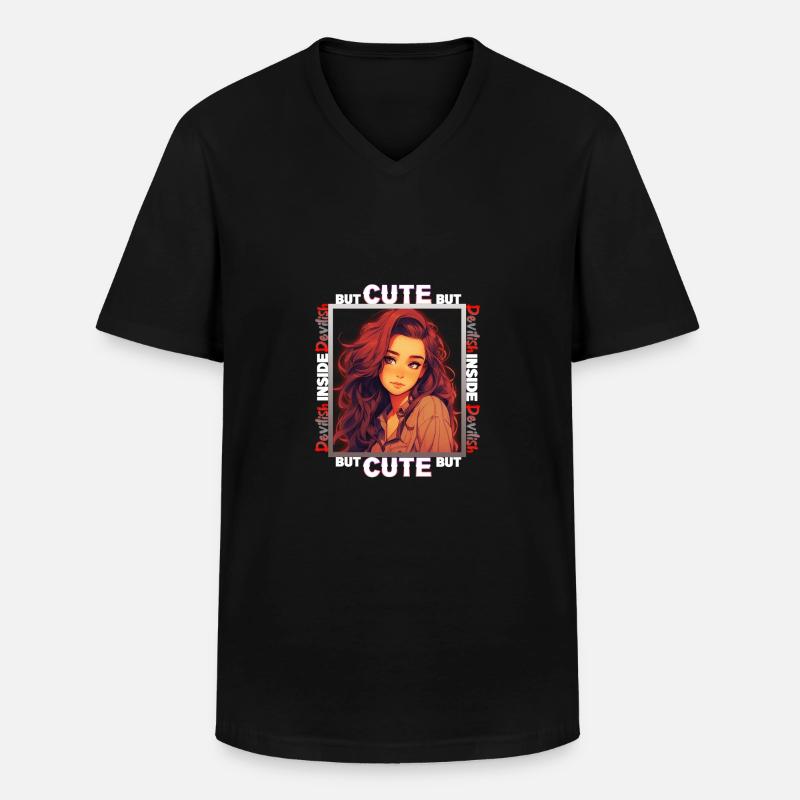 Cute but devilish inside - Männer-T-Shirt mit V-Ausschnitt - Schwarz