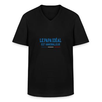 Cadeau papa idéal handballeur - T-shirt col V Homme - noir - Devant - AI Model Male 178 dark (178cm)