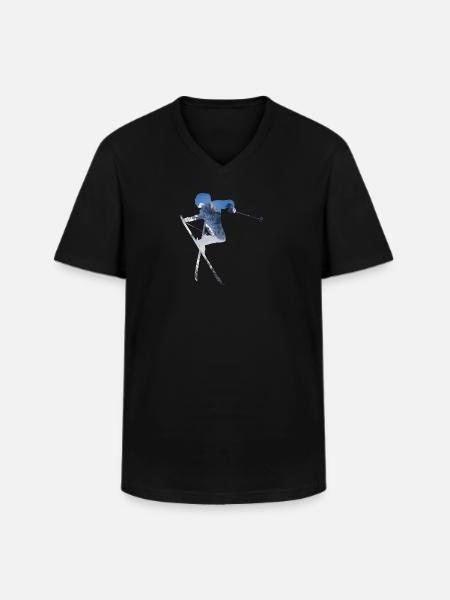 SKI CHAMONIX AIGUILLE VERTE - T-shirt col V Homme - noir