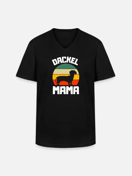 Maman teckel rétro - T-shirt col V Homme - noir