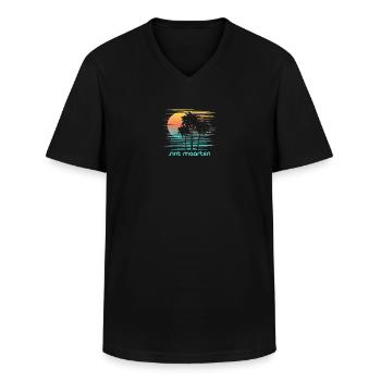 Sint Maarten Stylish Souvenir Vacation - Men's V-Neck T-Shirt - black - Front - AI Model Male 178 dark (178cm)