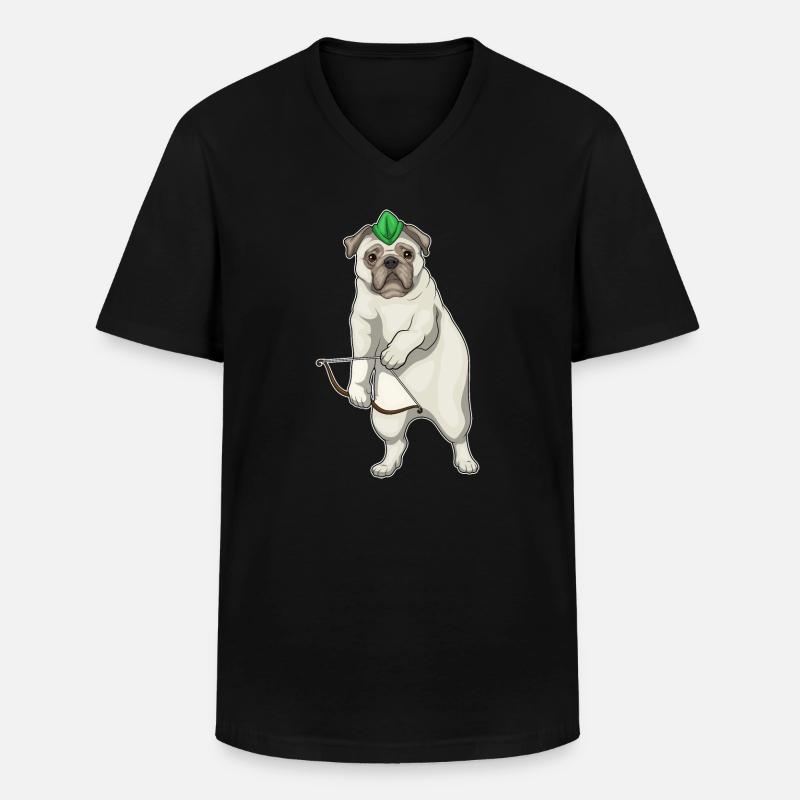 Mops Bogenschütze Bogen - Männer-T-Shirt mit V-Ausschnitt - Schwarz