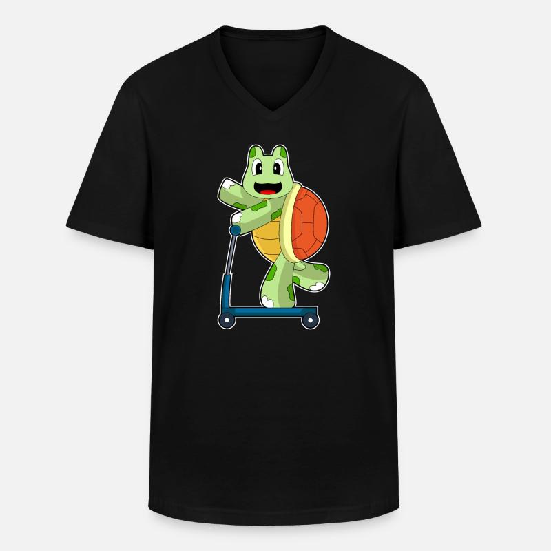 Schildkröte Roller - Männer-T-Shirt mit V-Ausschnitt - Schwarz