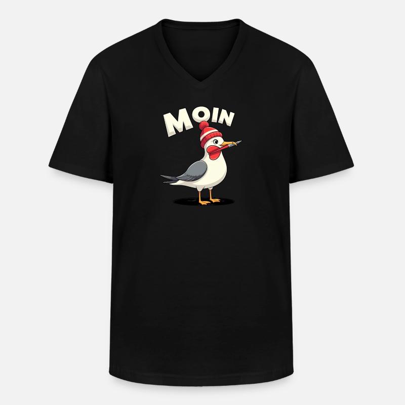 Moin Möwe - Männer-T-Shirt mit V-Ausschnitt - Schwarz