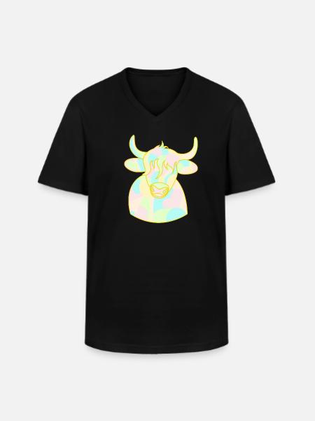 Opal Cuddle Bull - Men's V-Neck T-Shirt - black