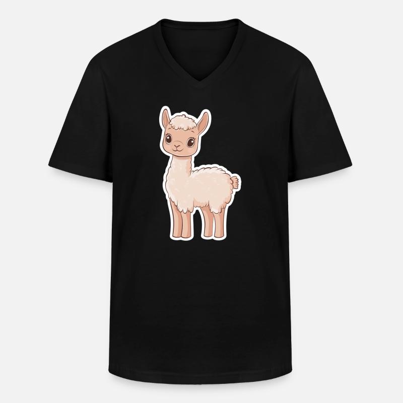 Lama Alpaka Llama - Männer-T-Shirt mit V-Ausschnitt - Schwarz