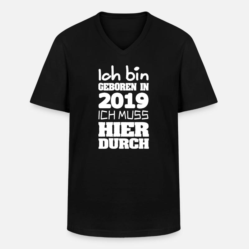 2019 - Männer-T-Shirt mit V-Ausschnitt - Schwarz
