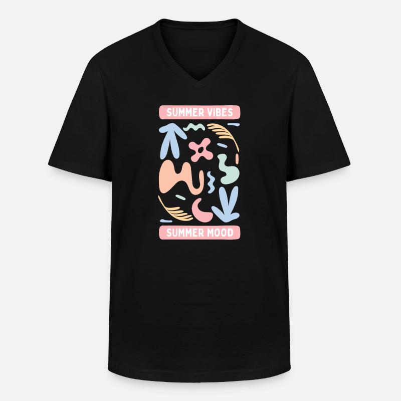 Pastel Abstract Summer Vibes - Männer-T-Shirt mit V-Ausschnitt - Schwarz