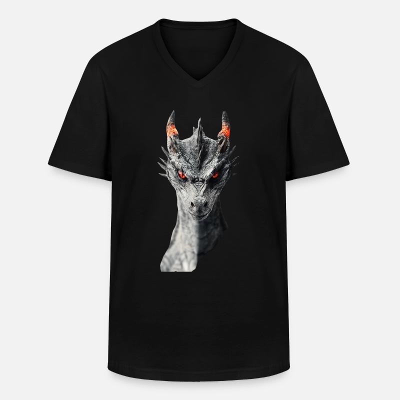 Drachen - Männer-T-Shirt mit V-Ausschnitt - Schwarz
