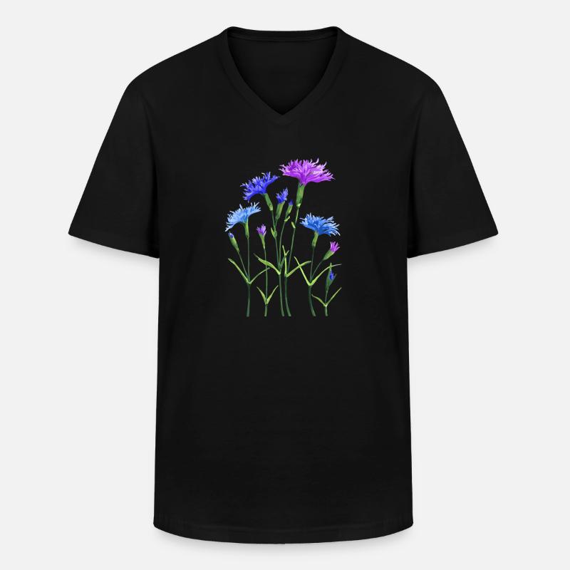 Blumen - Männer-T-Shirt mit V-Ausschnitt - Schwarz