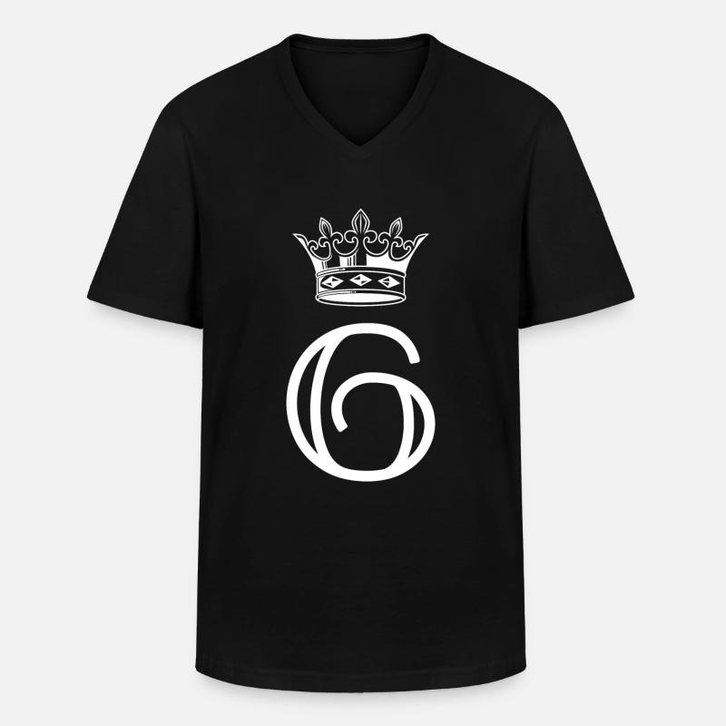 6 Zahl Krone - Männer-T-Shirt mit V-Ausschnitt - Schwarz