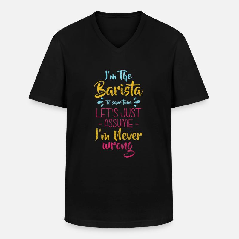 Barkeeper Kaffeetrinker Morgenmuffel - Männer-T-Shirt mit V-Ausschnitt - Schwarz