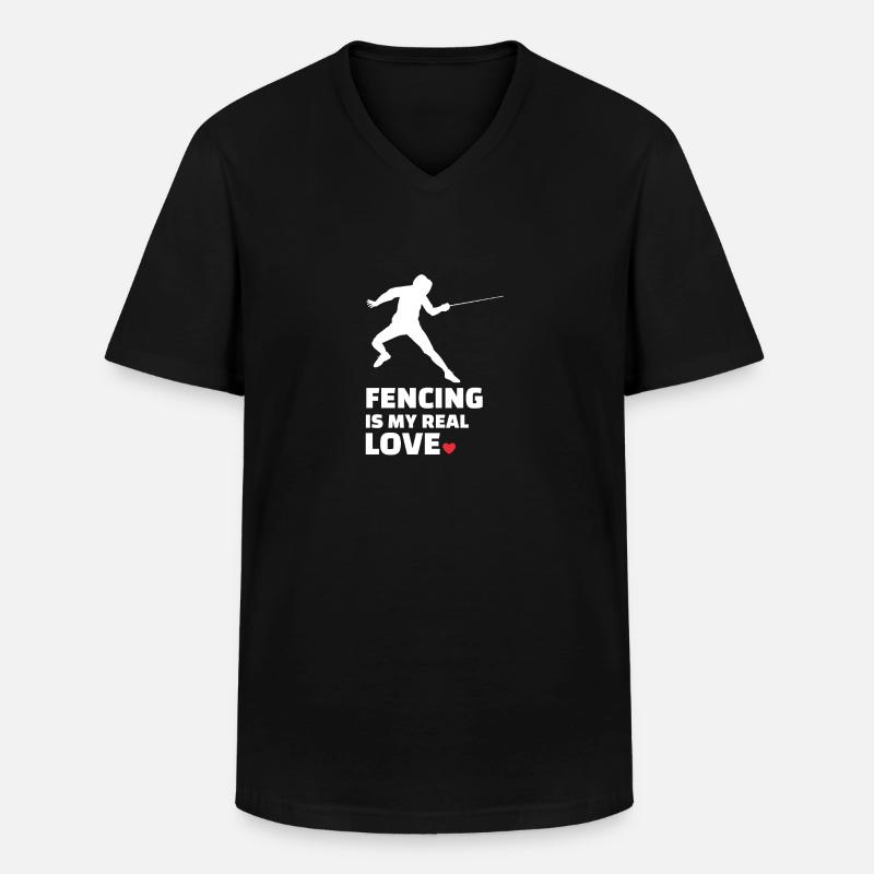Fechten - Männer-T-Shirt mit V-Ausschnitt - Schwarz